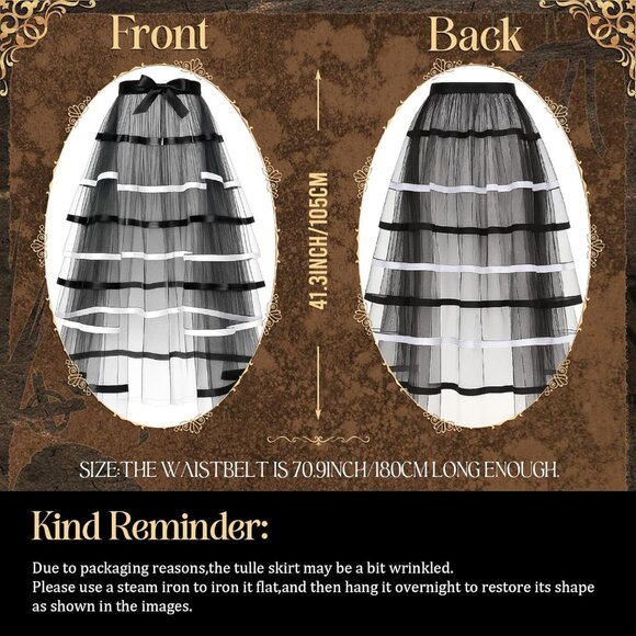 Steampunk Victorian Lace Tutu Skirt Women's Costume Black White Maxi - Picture 2 of 7